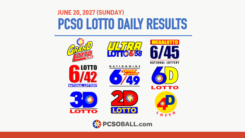June 20, 2027 (Sunday) PCSO Lotto Results