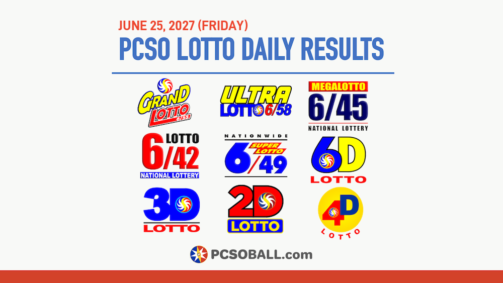 June 25, 2027 (Friday) PCSO Lotto Results