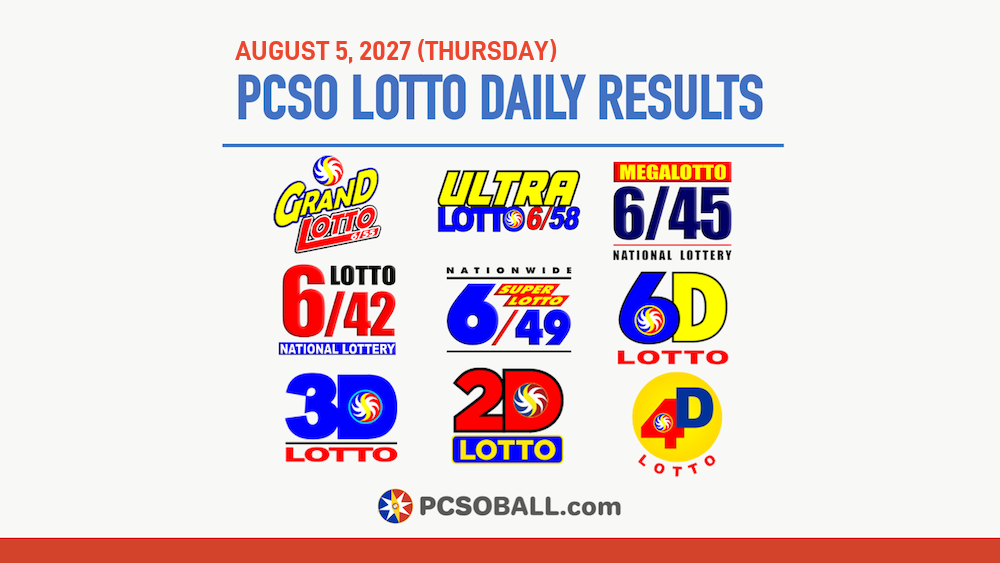 August 5, 2027 (Thursday) PCSO Lotto Results