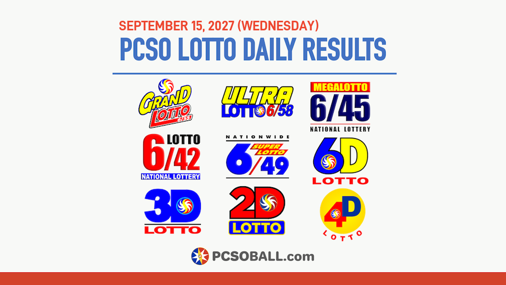 September 15, 2027 (Wednesday) PCSO Lotto Results